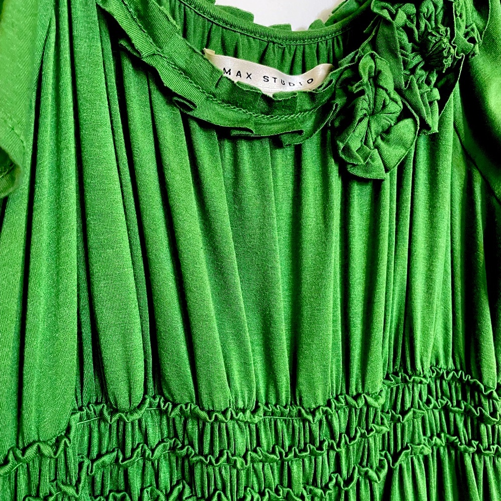 Max Studio Green Boho Ruffle Sleeve Dress - Size M